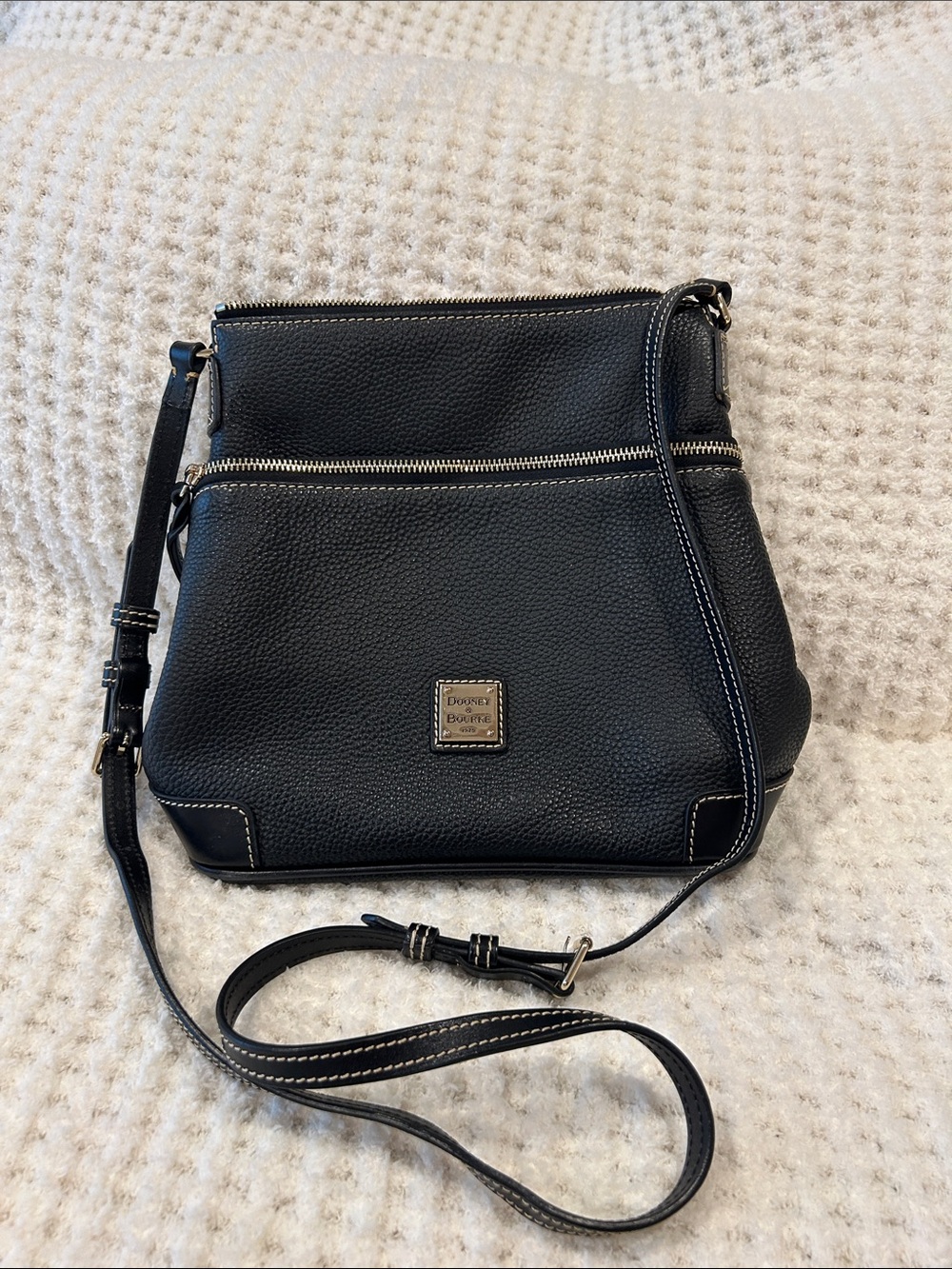 Dooney & Bourke Black Pebble Leather Adjustable Crossbody Bag